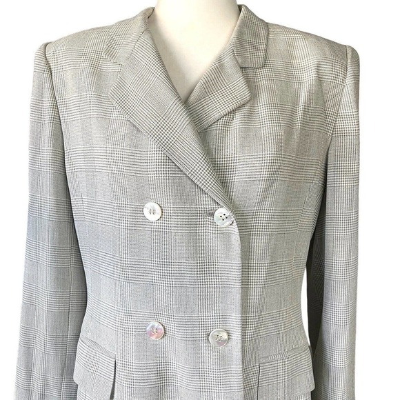 Jones New York Women’s Double Breasted Suit Jacket Coat Gray Plaid Size 10 New - Picture 2 of 10